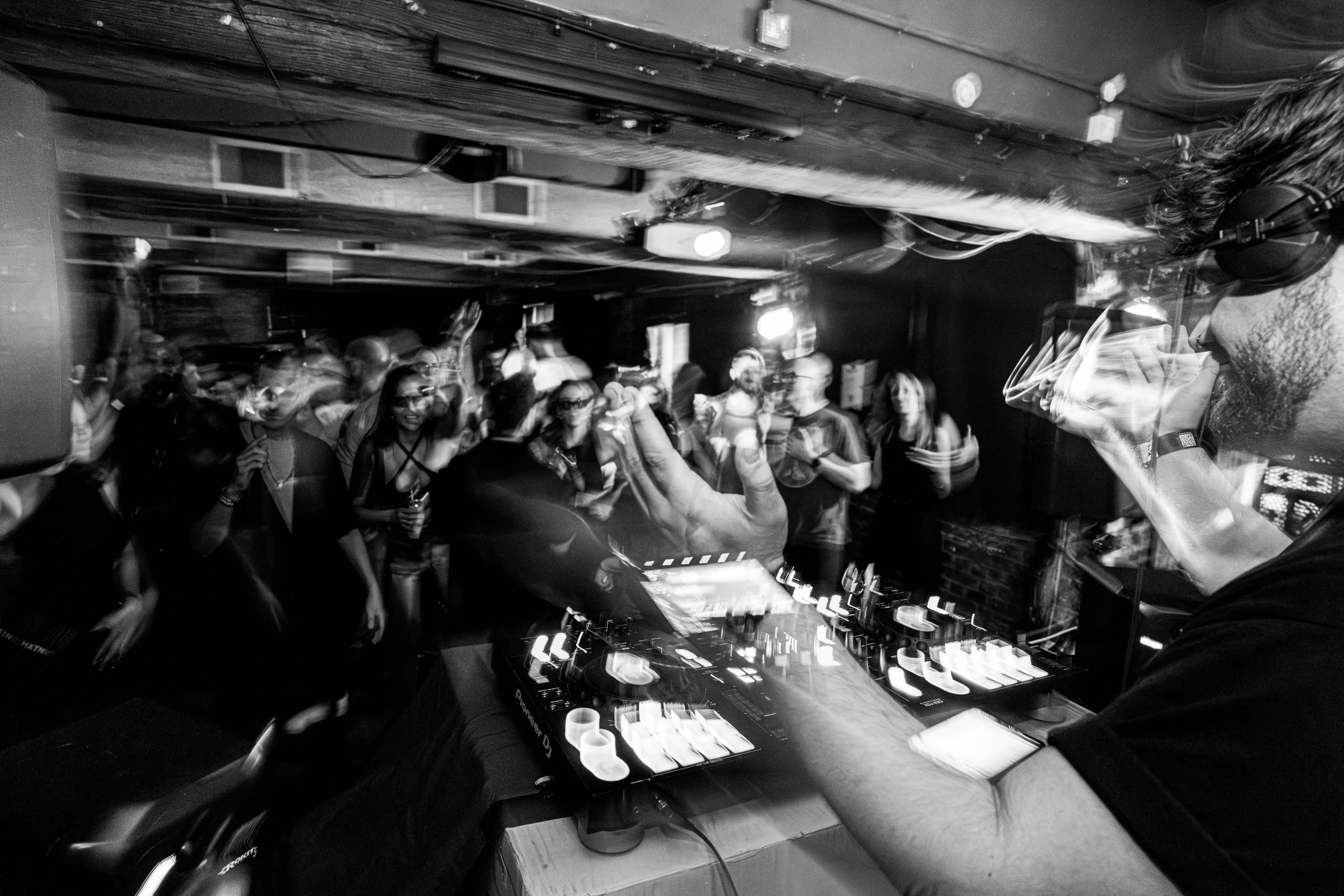 dj deck in black and white party photoshoot